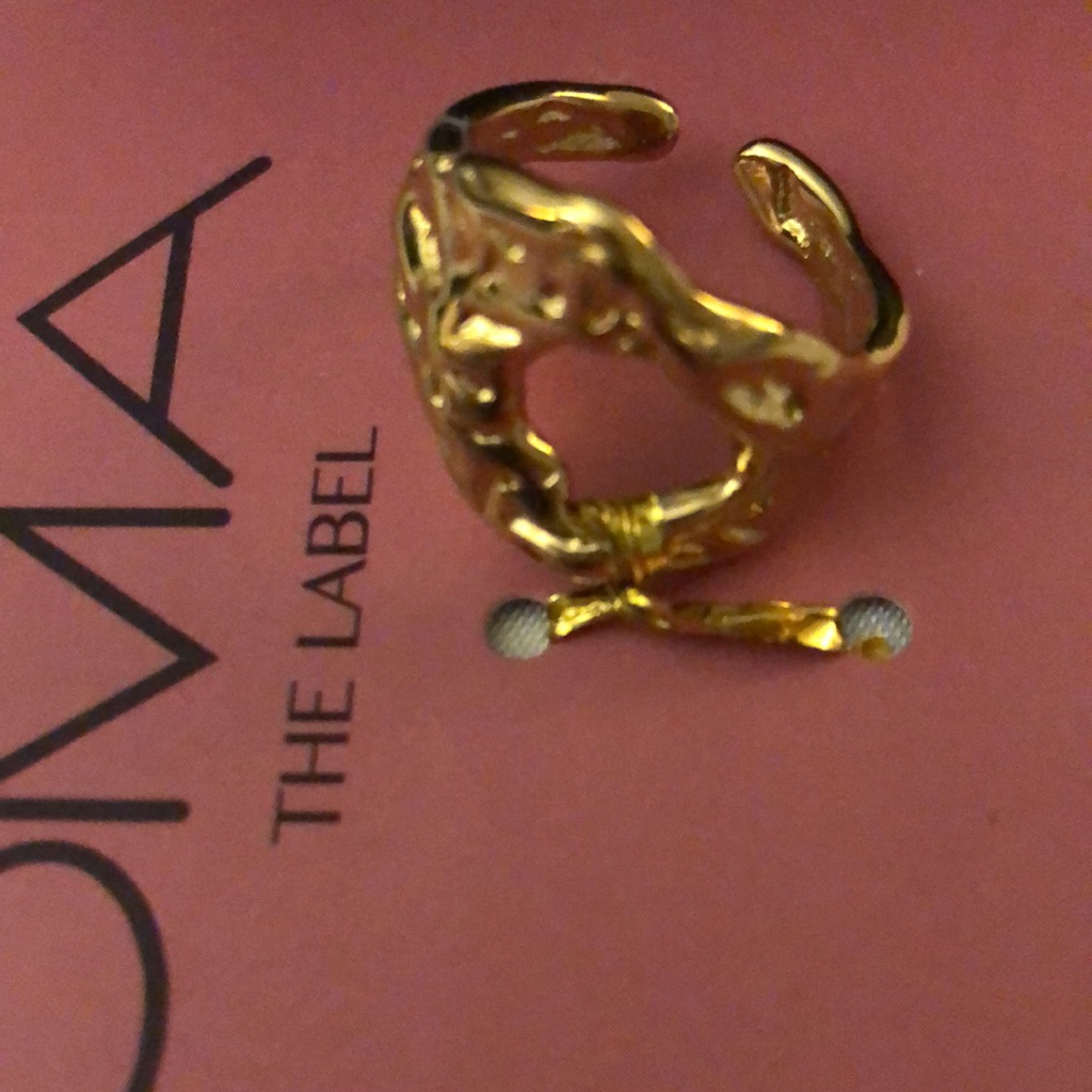 Oma The Label Skog Gold Plated Molten Abstract Circle Ring Size 7 Nwt 58$